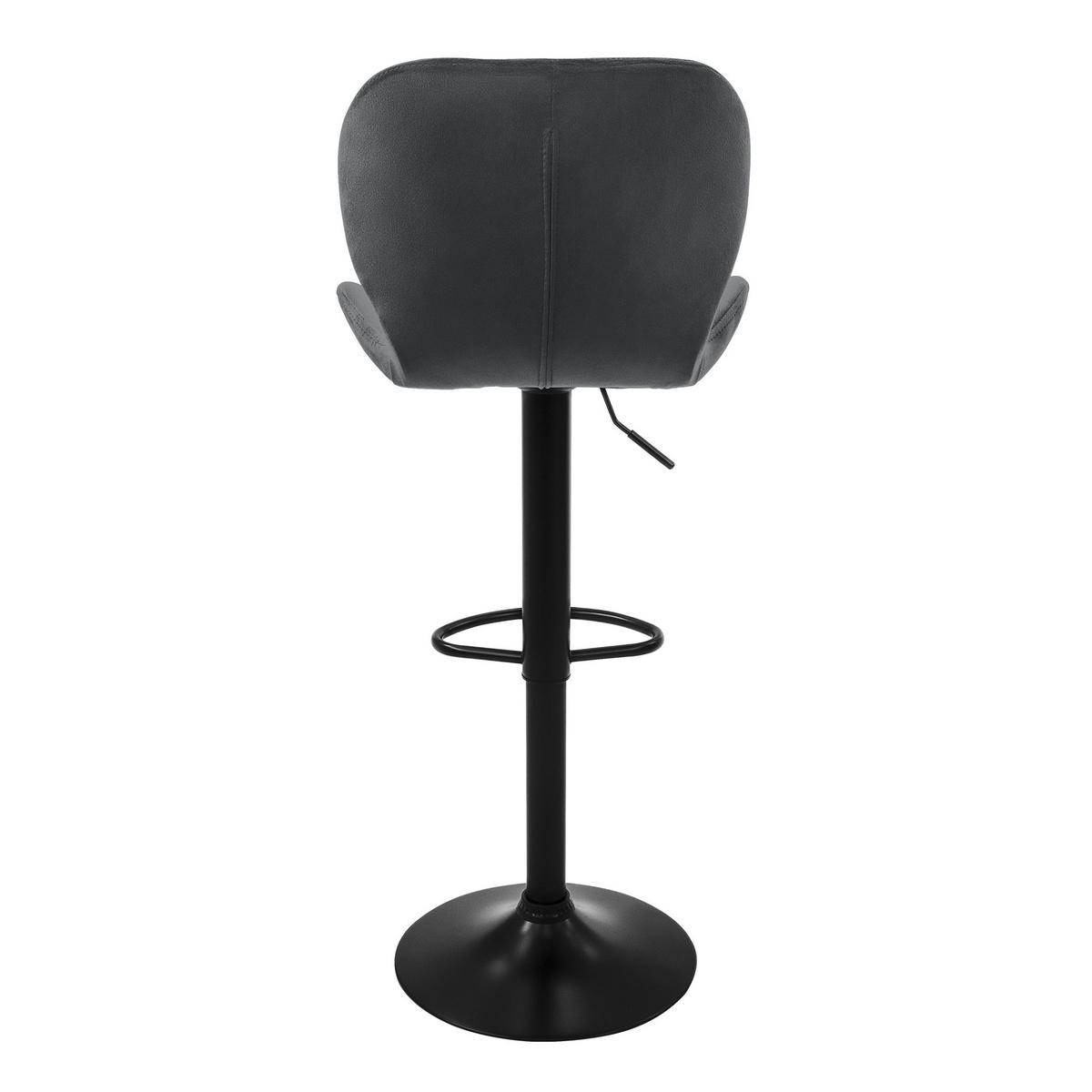 BARHOCKER 4er Set Samt grau - Schwarz/Grau, Textil/Metall (41/110/47cm) - ML-DESIGN