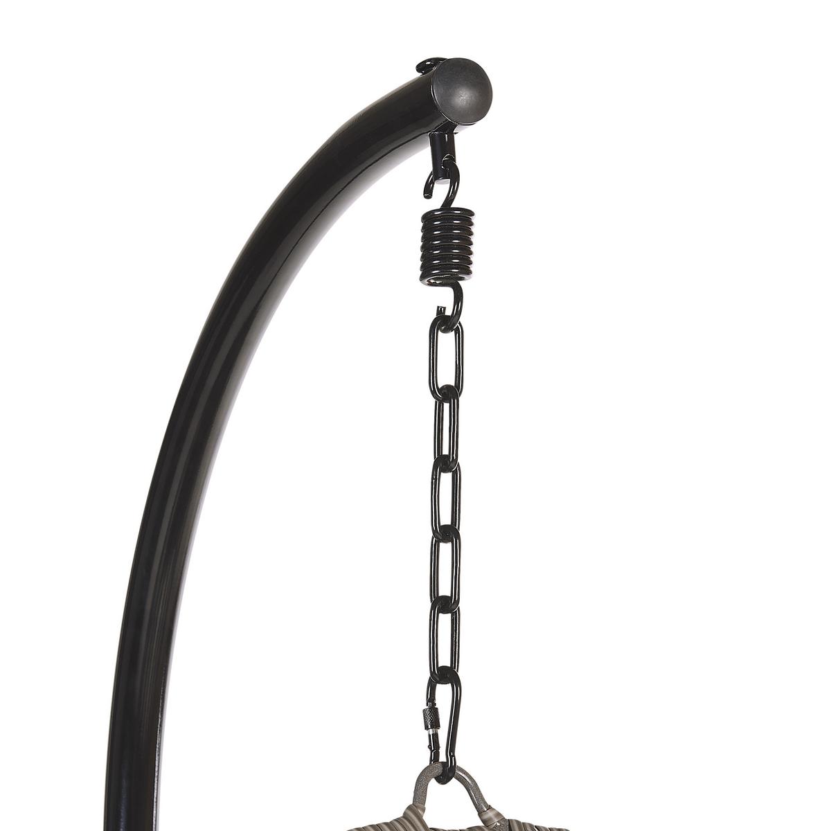 HÄNGESESSEL mit Gestell PE Rattan grau 97 cm Pineto - Grau, Kunststoff (80/199/97cm) - Beliani