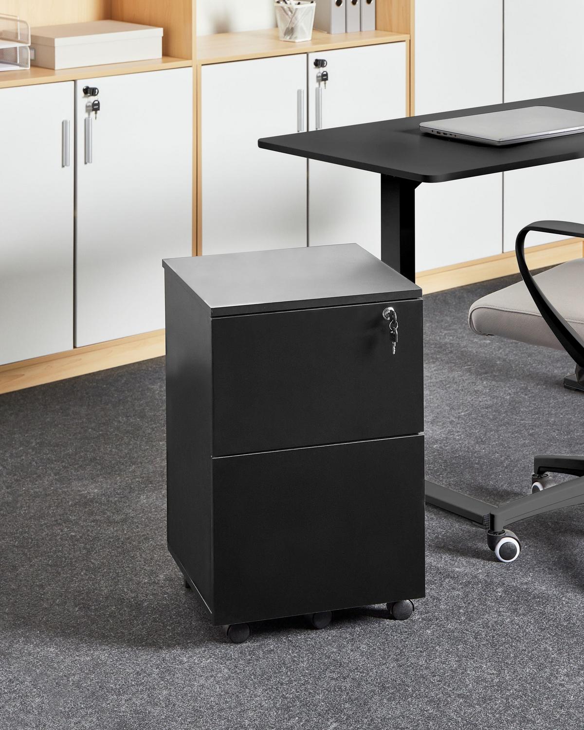 BÜROSCHRANK Schwarz Johnson - Schwarz, Holzwerkstoff (40/62/40cm) - Beliani
