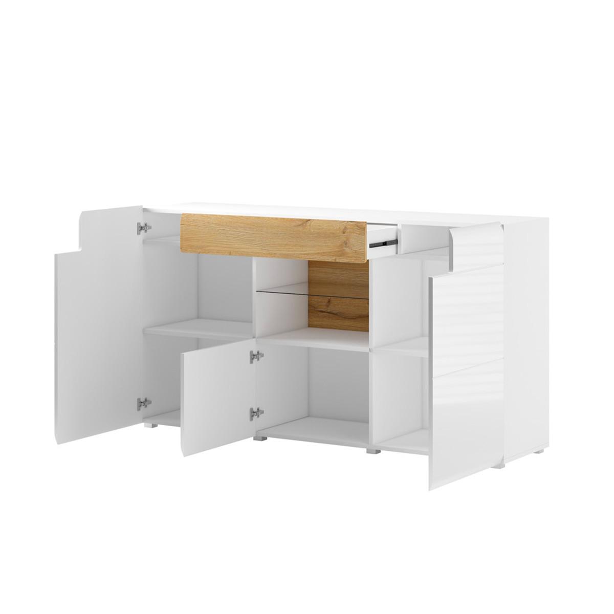 SIDEBOARD Jules Weiß und Holz - Weiß/Braun, Holzwerkstoff (159/82/39cm) - Petits-meubles