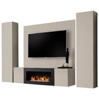 WOHNWAND Kaschmir 4-teilig 260 cm hängend, Schrankwand mit Ethanol Kamin - Kaschmir, Holzwerkstoff (260/170/40cm) - Inn.Furn