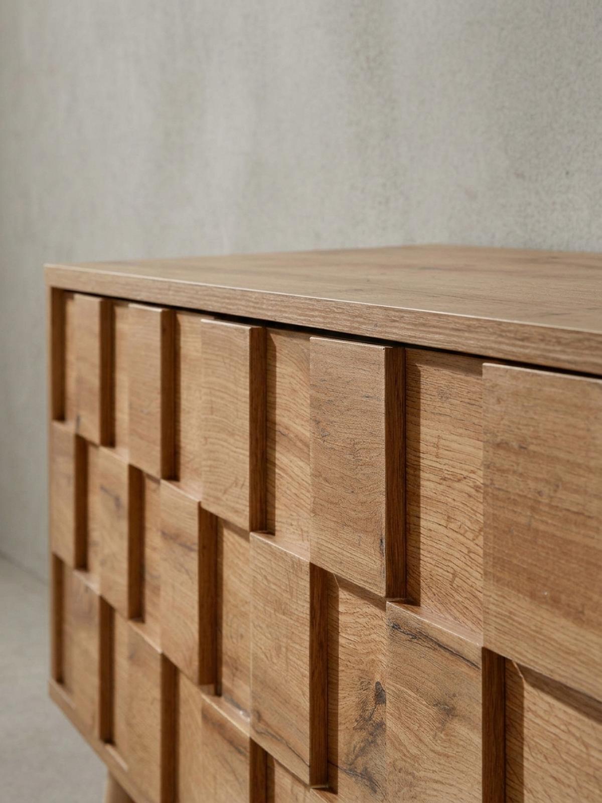 LOWBOARD Eiche-Dekor Modern Stil für 70-Zoll Fernseher - Braun, Eichenholz/Holz (160/51/40cm) - KADIMA DESIGN