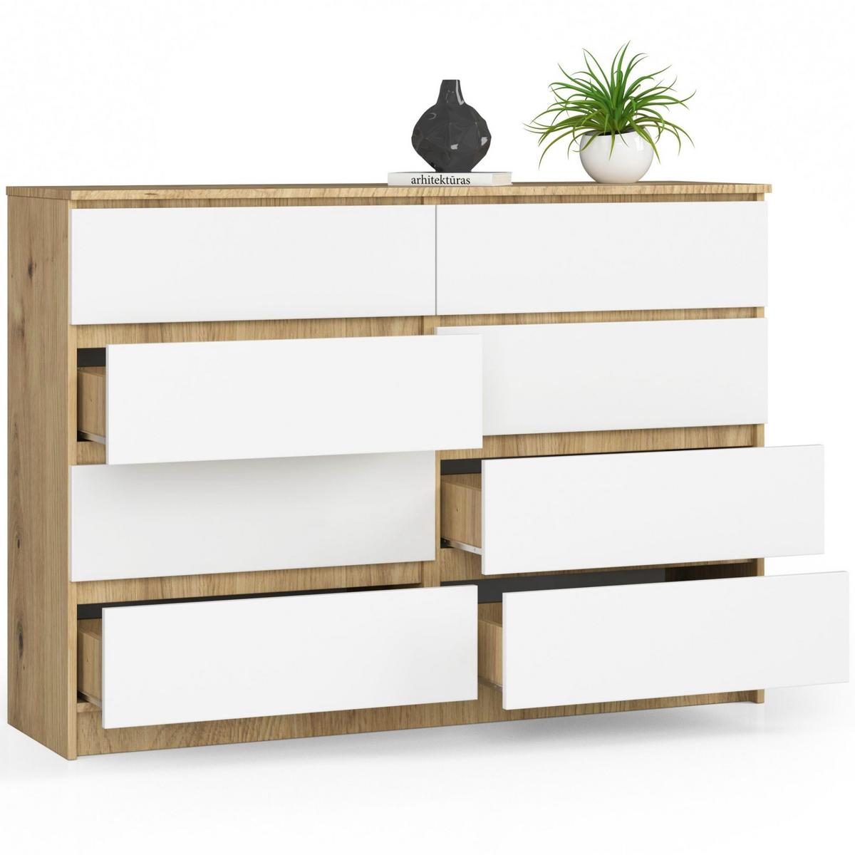 KOMMODE Eiche Artisan, Weiß 99/138/40 - Eiche Artisan/Weiß, Holzwerkstoff (138/99/40cm) - RAUMHIRSCH FURNITURE