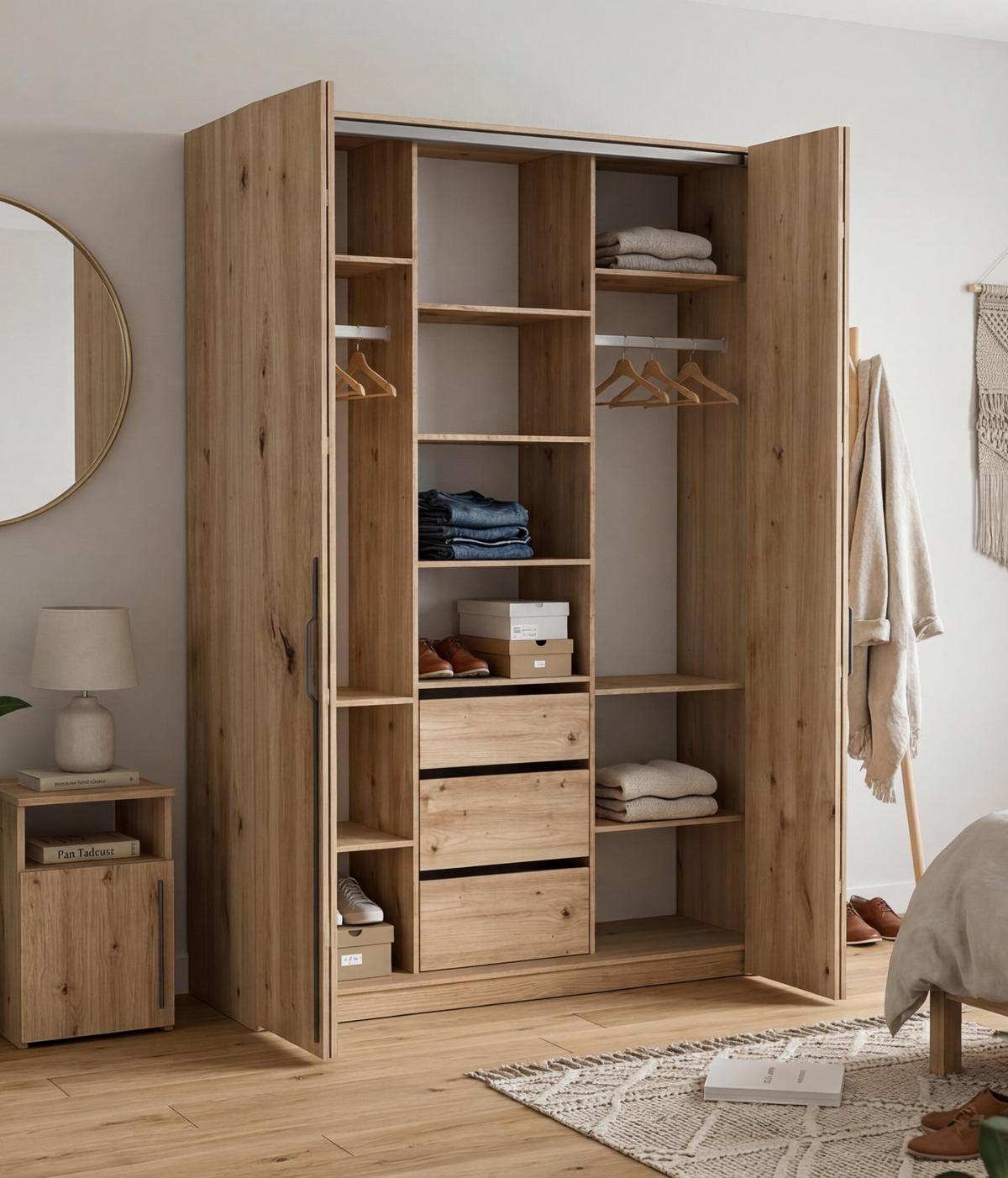 FALTTÜRENSCHRANK Omodeo 170 cm breit in Artisan-Eiche – mit WingLine-Falttüren - Eiche Artisan, Holzwerkstoff (170/240/58cm) - AX Living