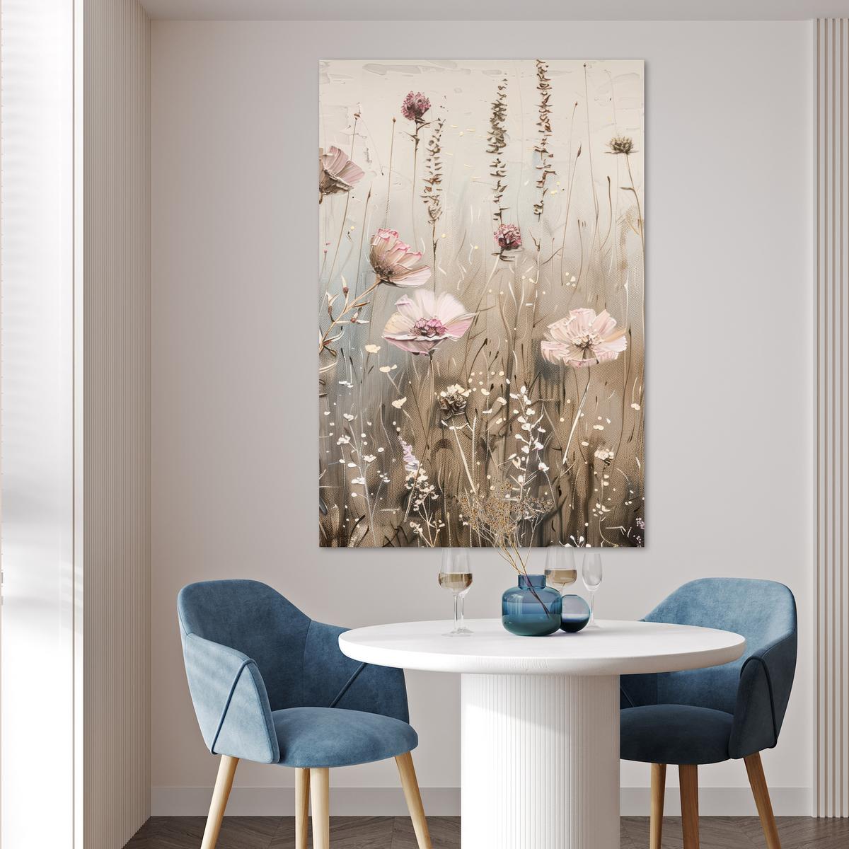POSTER Blumen - Rosa - Modern - Beige Wandbild Schlafzimmer 80x120 cm - Beige, Papier (80/120/0.1cm) - MuchoWow