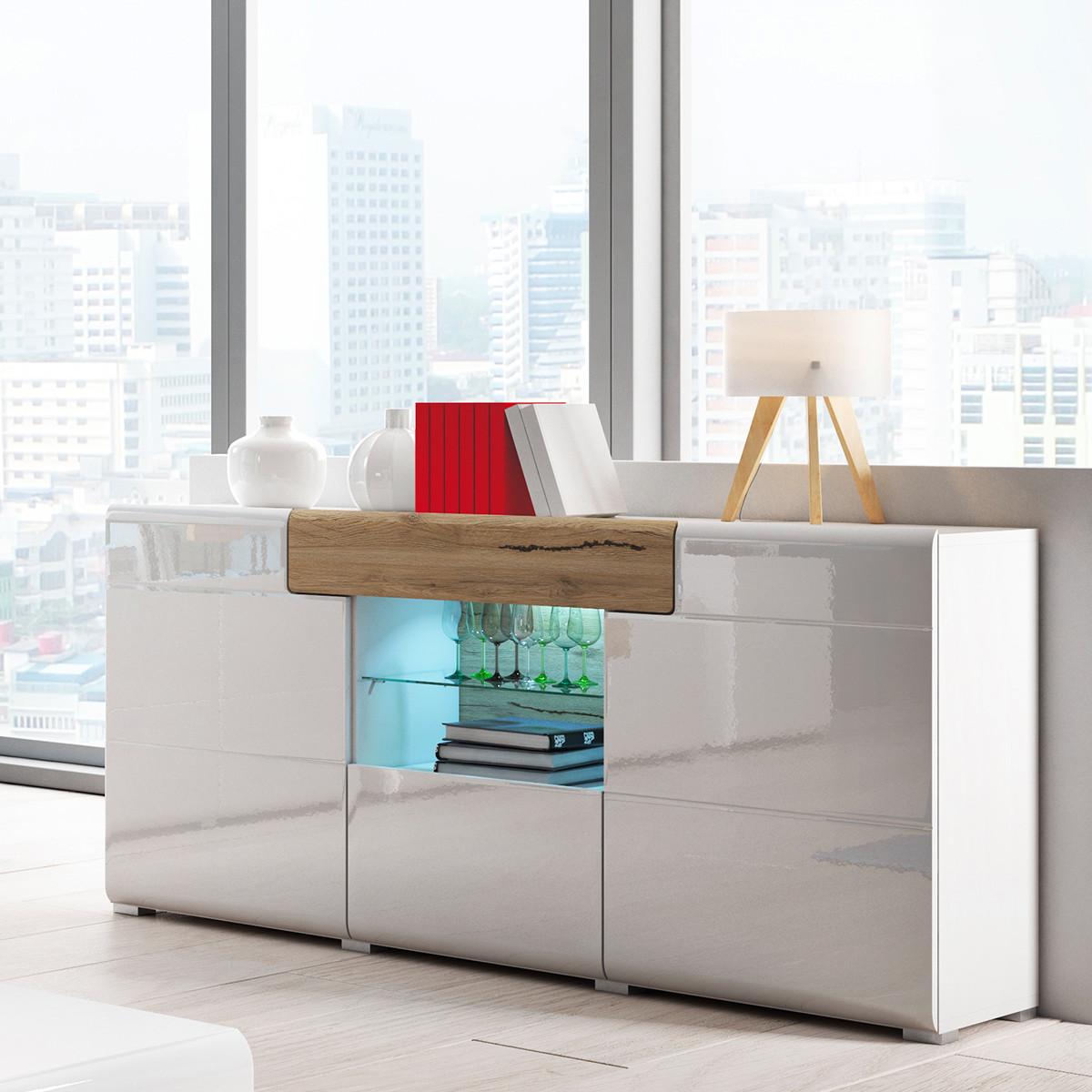 SIDEBOARD Jules Weiß und Holz - Weiß/Braun, Holzwerkstoff (159/82/39cm) - Petits-meubles
