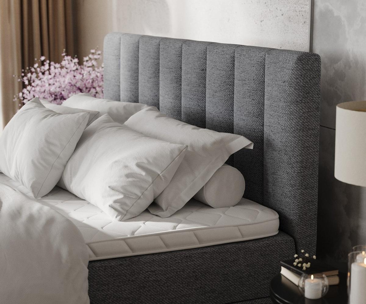 BOXBETT Lusso 160/200 cm Grau im Neve Stoff - Schwarz/Grau, Holz/Holzwerkstoff (160/200cm) - AltaBeds