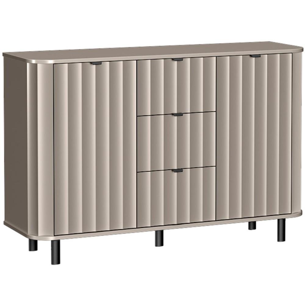 KOMMODE Nevada mit drei Schubladen 138 cm Taupe - Taupe/Schwarz, Holzwerkstoff/Metall (138/91/41cm) - Beautysofa