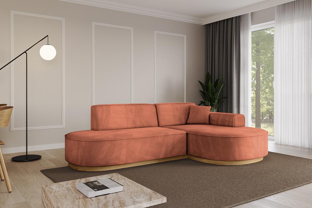 ECKSOFA Ottomane Rechts MARI-L1-v2 - 243x171x83 cm Koralle Velours - Koralle, Holzwerkstoff/Textil (171/243cm) - ALTDECOR