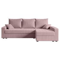 ECKSOFA mit Schlaffunktion und Bettkasten ALESIA-L 231x140x90 cm Rosa Cord - Silberfarben/Rosa, Holzwerkstoff/Kunststoff (231/140cm) - ALTDECOR