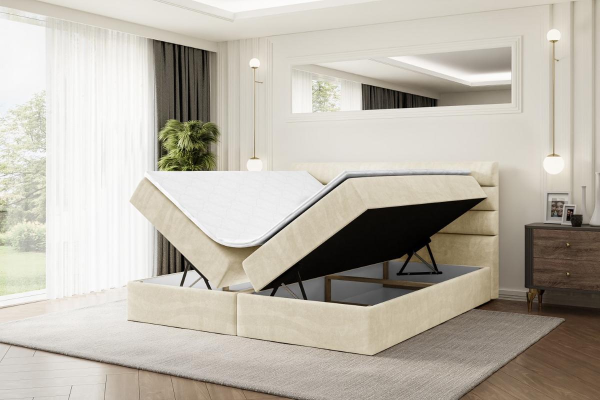BOXBETT mit Matratze H3 und Lattenrost - CELESTIA - 180x200 cm Beige - Beige, Holzwerkstoff (180/200cm) - ALTDECOR