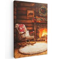 LEINWANDBILD Winter - Weihnachten - Zuhause - Kamin Deko Groß 90x140 cm - Bernsteinfarben, Textil (90/140cm) - MuchoWow