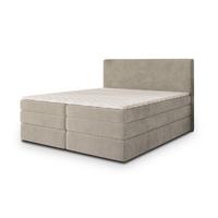 BOXSPRINGBETT MATERN 200x200 cm mit Matratze und Topper, H2+H3 - Beige - Beige, Holz (200/200cm) - MASSENO
