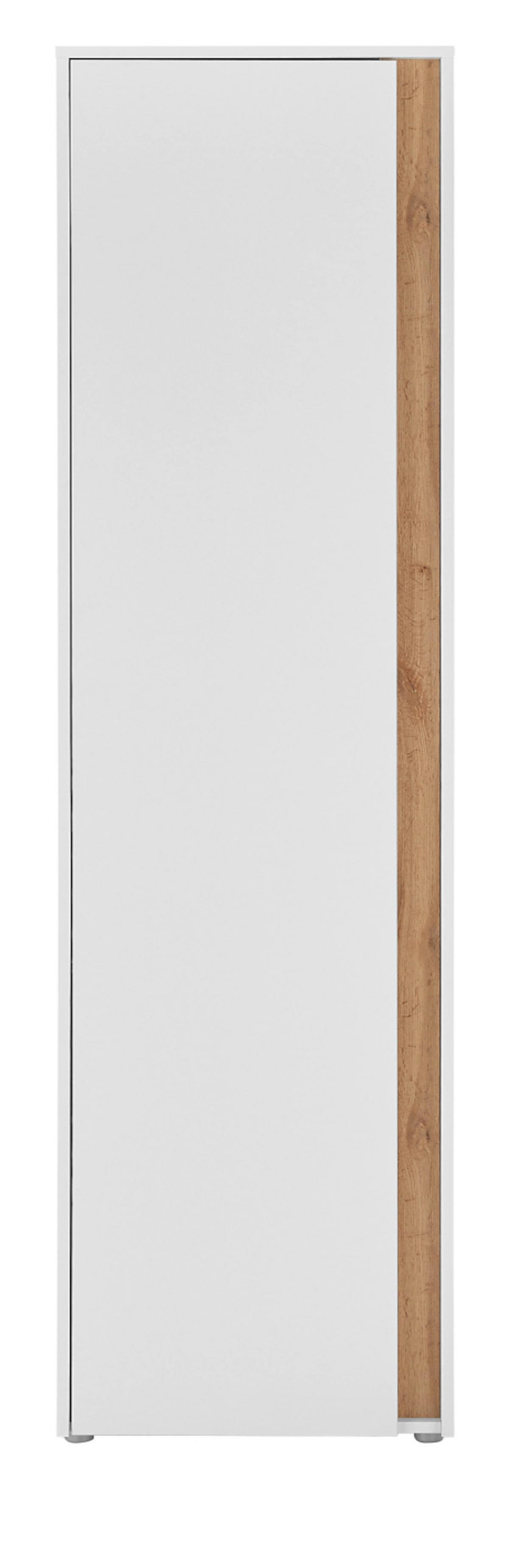 SCHUHSCHRANK weiß, Eiche Wotan 50 x 200 cm, Flurschrank mit 10 Fächern - Eiche Wotan/Schwarz, Holzwerkstoff/Kunststoff (50/200/40cm) - Furn.Design