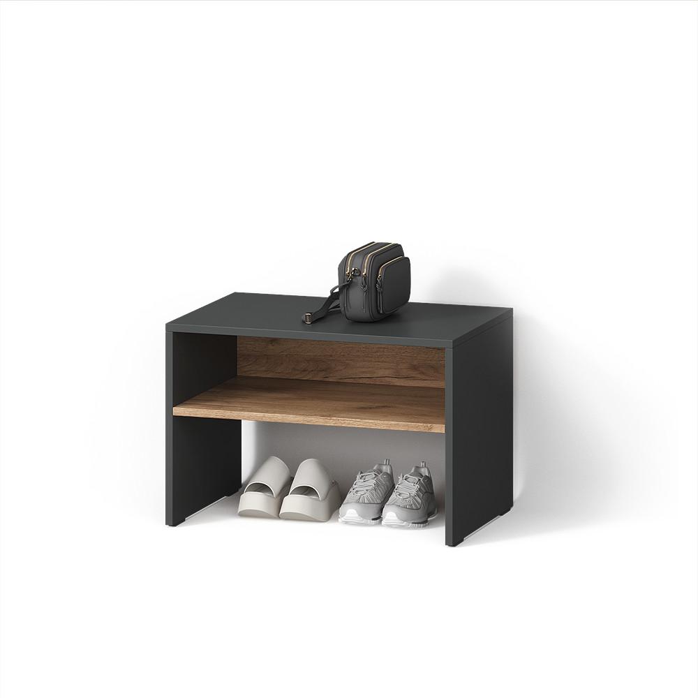SCHUHBANK Ortello Anthrazit/Goldkraft Eiche 60 x 60 cm - Honigeiche/Anthrazit, Holzwerkstoff (60/60/40cm) - Livinity®