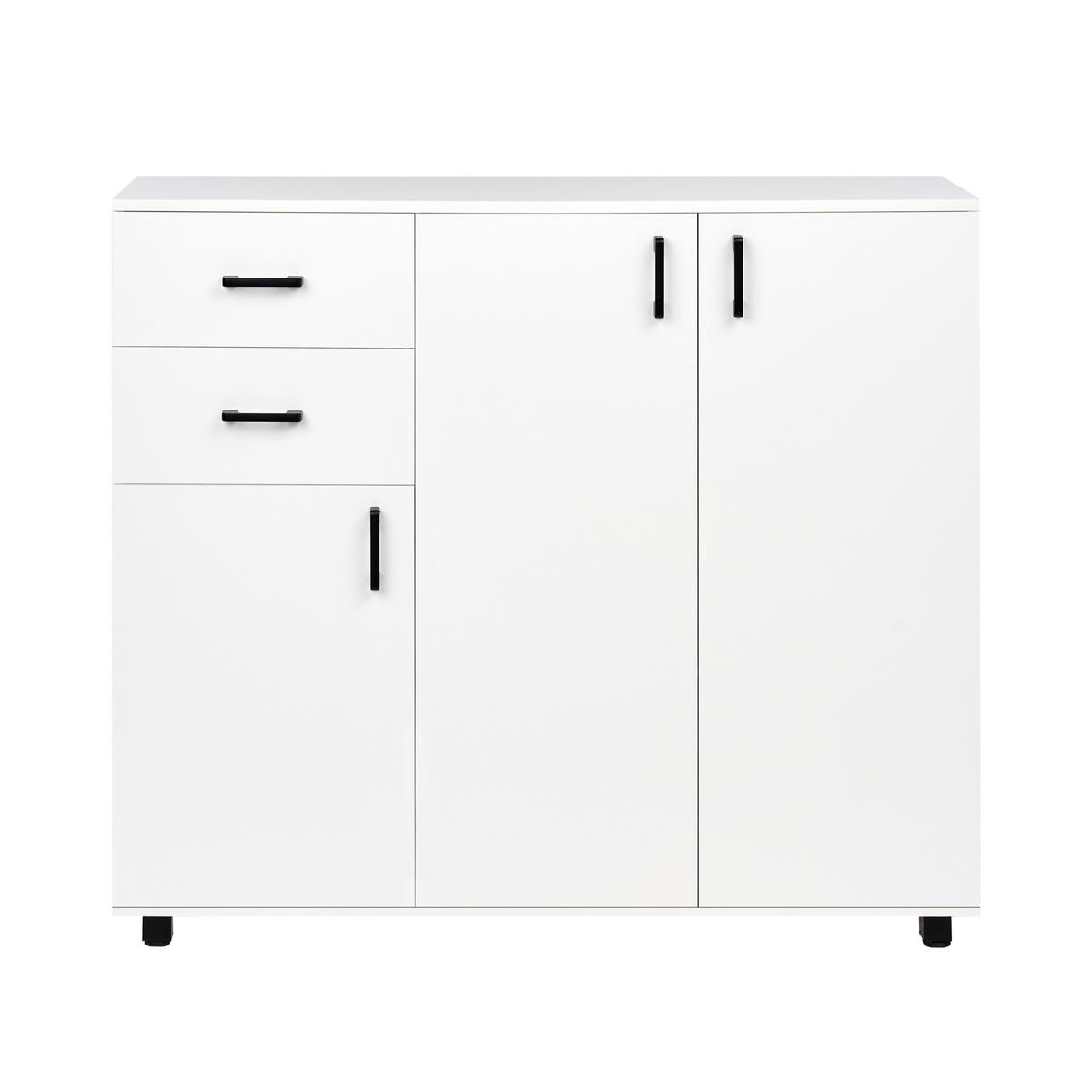 FLUR-SET Weiß Burra - Weiß, Holzwerkstoff (113/97/37cm) - Beliani