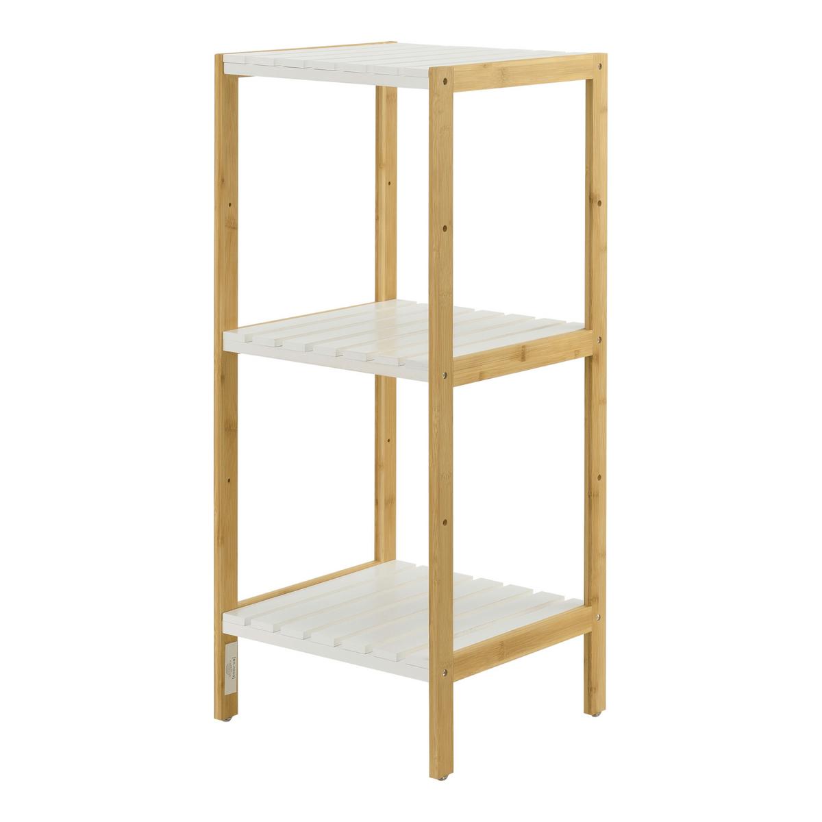 BADEZIMMERREGAL Balsfjord - Naturfarben/Weiß, Holz (33/80/34cm) - [en.casa]