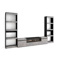 WOHNWAND Elektrokamin, zementgrau, 320/35/186cm - Grau, Holzwerkstoff (320/186/35cm) - Skraut Home