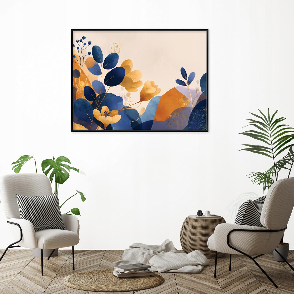 BILDER mit Rahmen Abstrakt Blätter Beige 100x70 cm - Multicolor, Holzwerkstoff (100/70cm) - Wallarena