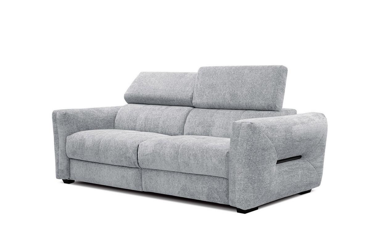 SOFA CALVERA 3-Sitzer mit 1 Relaxfunktion, hellgrau - Hellgrau, Holzwerkstoff/Textil (204/79/106cm) - Wozimo