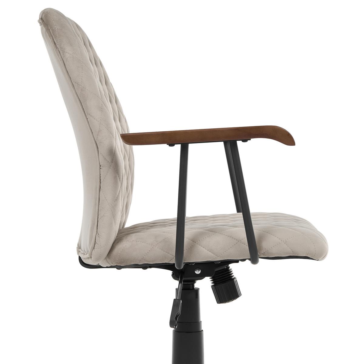 BÜROSTUHL Samtstoff Taupe Velate - Taupe, Textil/Metall (60/90/60cm) - Beliani