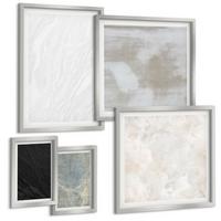 BILDER SET 5er Set - 50x50 cm & 20x30 cm & 40x60 cm Silberner Rahmen - Steintexturen - Silberfarben, Kunststoff (40/60cm) - TULUP