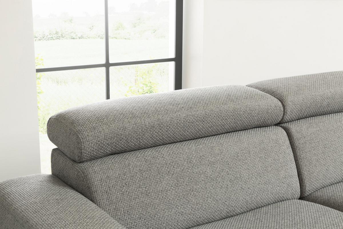 WOHNLANDSCHAFT RISO Grau Webstoff - Schwarz/Grau, Textil (331/81/240cm) - KAWOLA