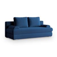 SCHLAFSOFA ASPERO Blau Plüsch-Stoff mit Schlaffunktion - Blau, Holz (200/95/75cm) - MASSENO