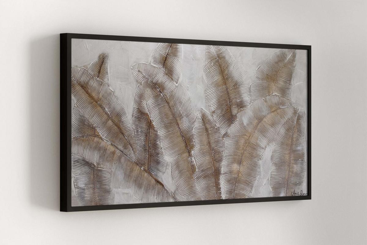 ACRYLBILD HANDGEMALT 120/60 cm - Weiß/Braun, Holz/Textil (120/60cm) - KUNSTLOFT