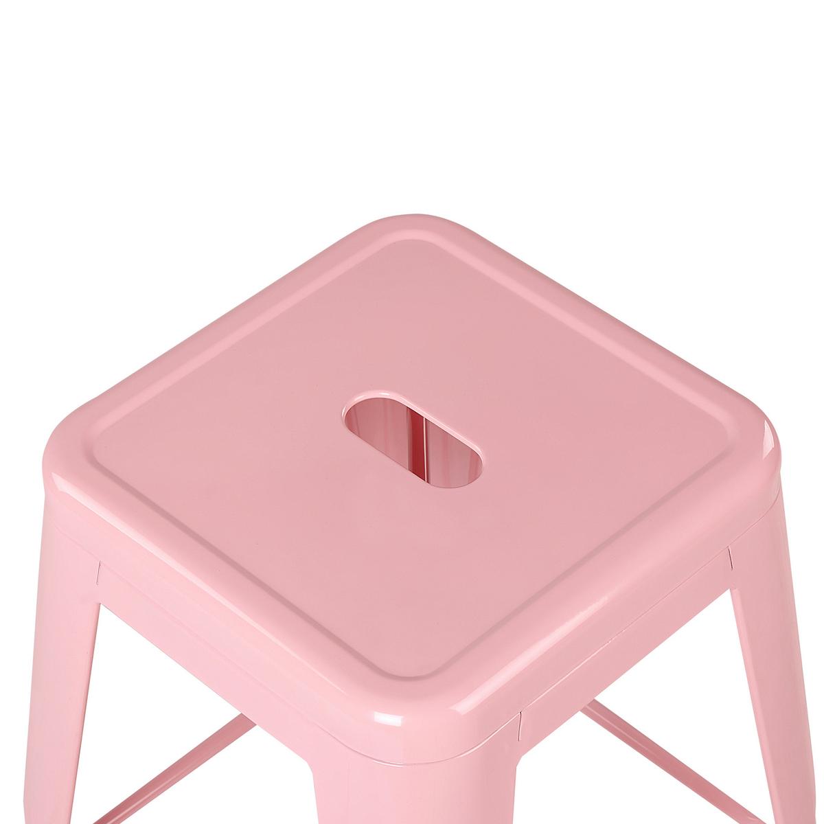 HOCKER 2er-Set Stahl Rosa Cabrillo - Pink, Metall (42/60/42cm) - Beliani