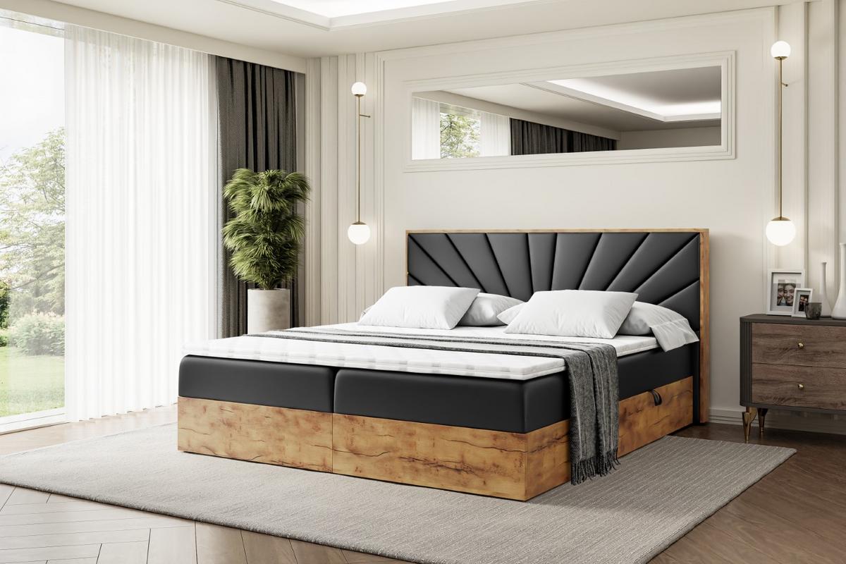 BOXBETT mit Matratze H3 und Lattenrost - LOLLI6 - 140x200 - Schwarz Hochglanz - Schwarz Hochglanz, Holzwerkstoff/Kunststoff (140/200cm) - ALTDECOR