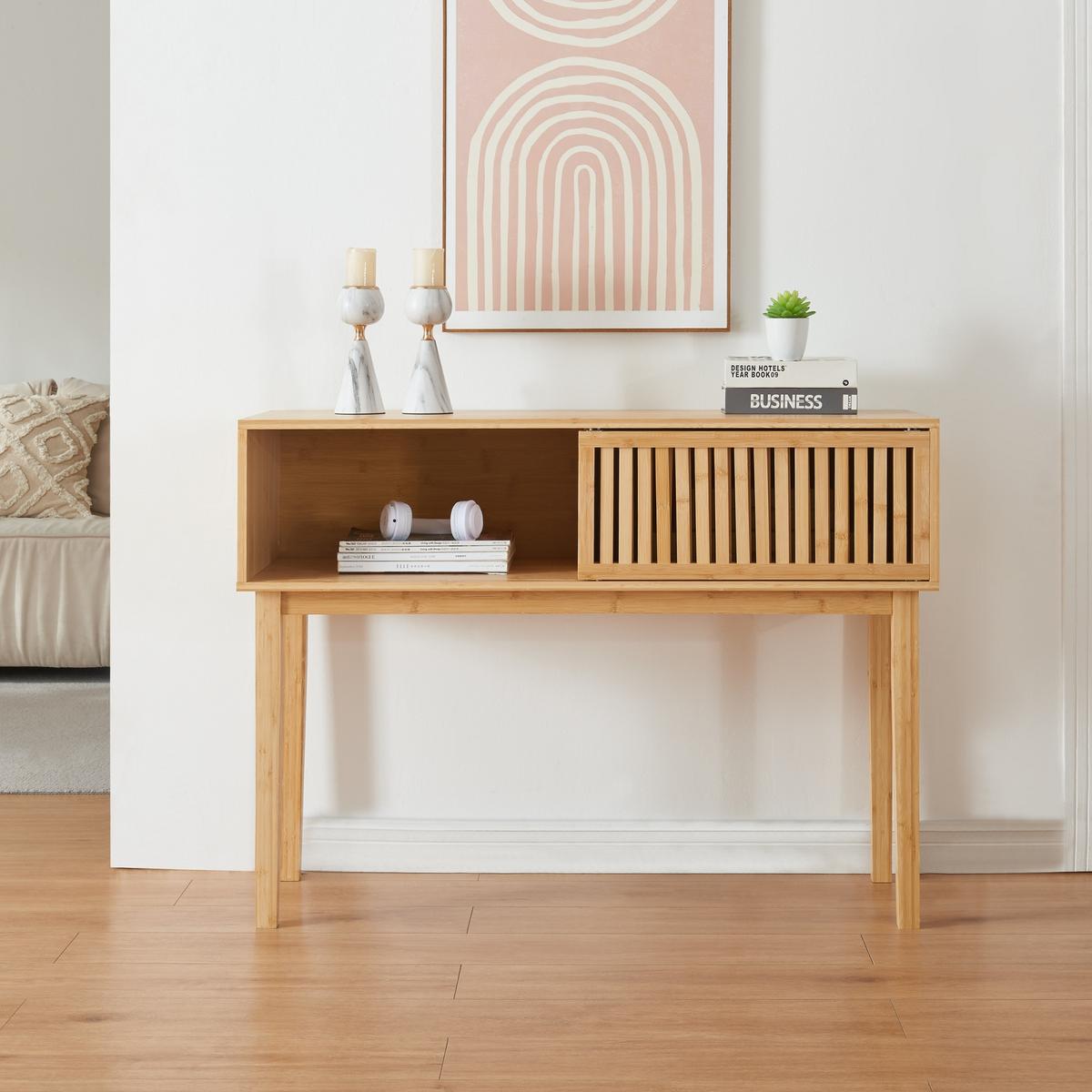 KONSOLENTISCH Ypäjä - Naturfarben, Holz (110/39/80.5cm) - [en.casa]