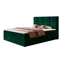 BOXBETT ROMA mit 2 Bettkästen, 180x200, Farbe: Dunkelgrün, Velourstoff, Doppelbett mit Bonell-Matratze - Dunkelgrün, Holz/Kunststoff (180/200cm) - Alpi-Möbel