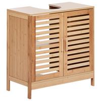 WASCHBECKENUNTERSCHRANK Heller Holzfarbton Missoula - Hellbraun, Holz (60/60/30cm) - Beliani