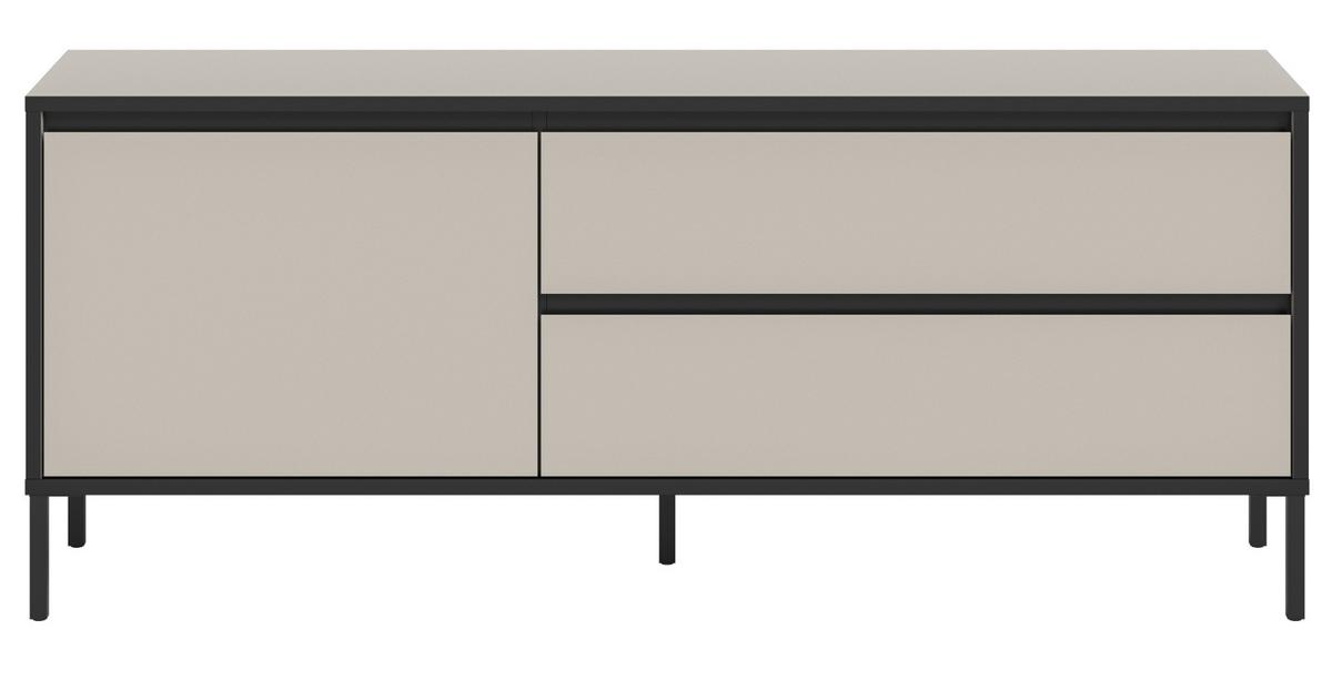 LOWBOARD Sand / Kaschmir mit schwarz, Flat-TV Unterschrank 150 cm, Komforthöhe - Sandfarben/Kaschmir, Holzwerkstoff/Metall (150/62/38cm) - Inn.Furn