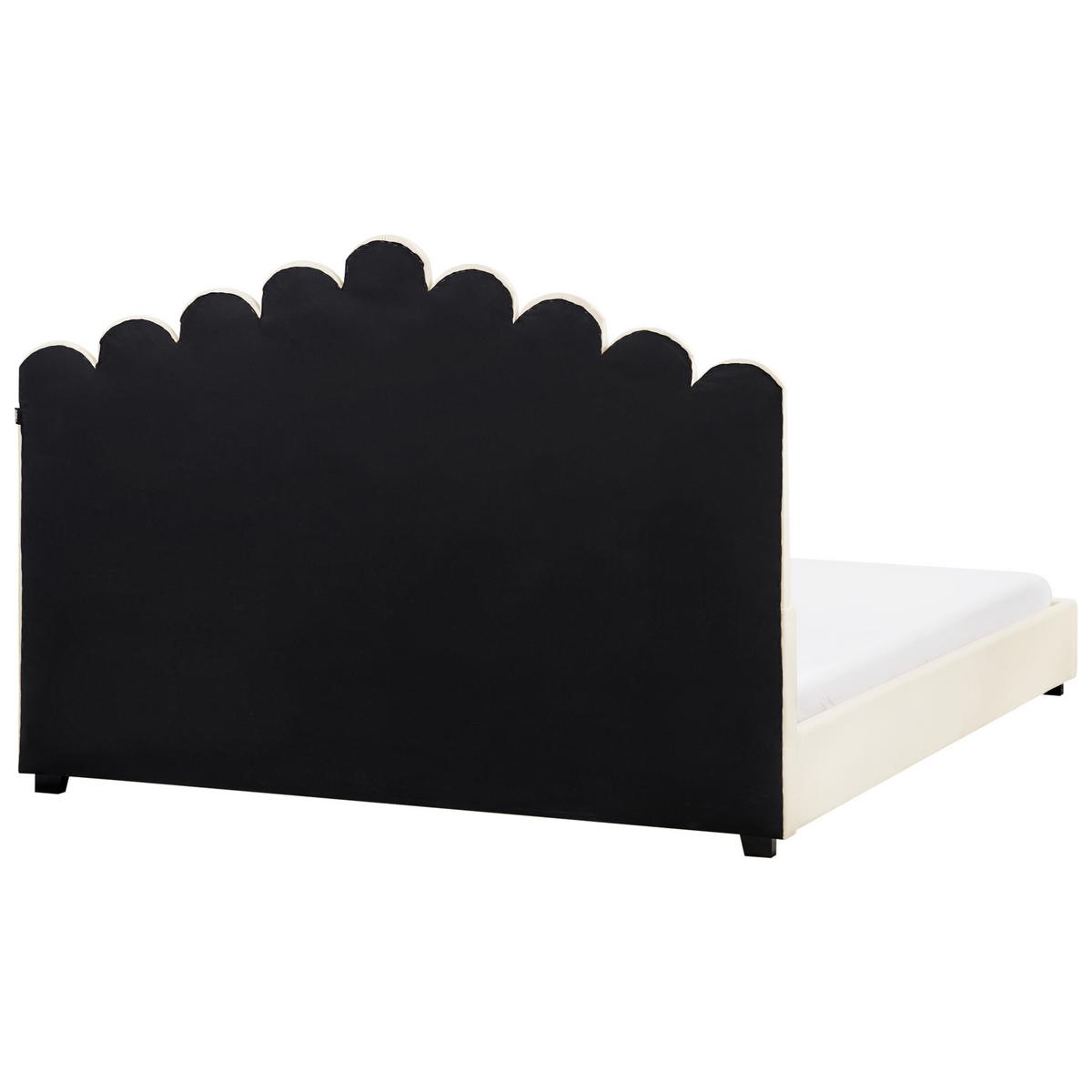 BETT mit Lattenrost 180/200 cm Cremeweiß Vincennes - Schwarz/Weiß, Textil (180/200cm) - Beliani