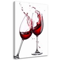 LEINWANDBILD Weingläser mit Rotwein 70x100cm - Rot, Textil (70/100cm) - Feeby