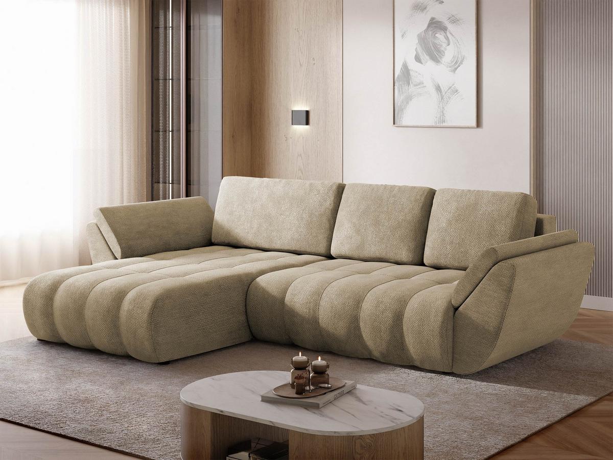 ECKSOFA Faro - Hellbraun/Schwarz, Holz/Kunststoff (283/195cm) - MIRJAN24