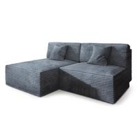ECKSOFA FIORO Grau Kordstoff mit Schlaffunktion - Grau, Holz (204/148cm) - MASSENO