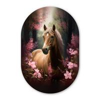 WANDBILD Pferd - Blumen - Rosa - Natur - Wald Deko Groß 80x120 cm - Altrosa, Kunststoff (80/120cm) - MuchoWow