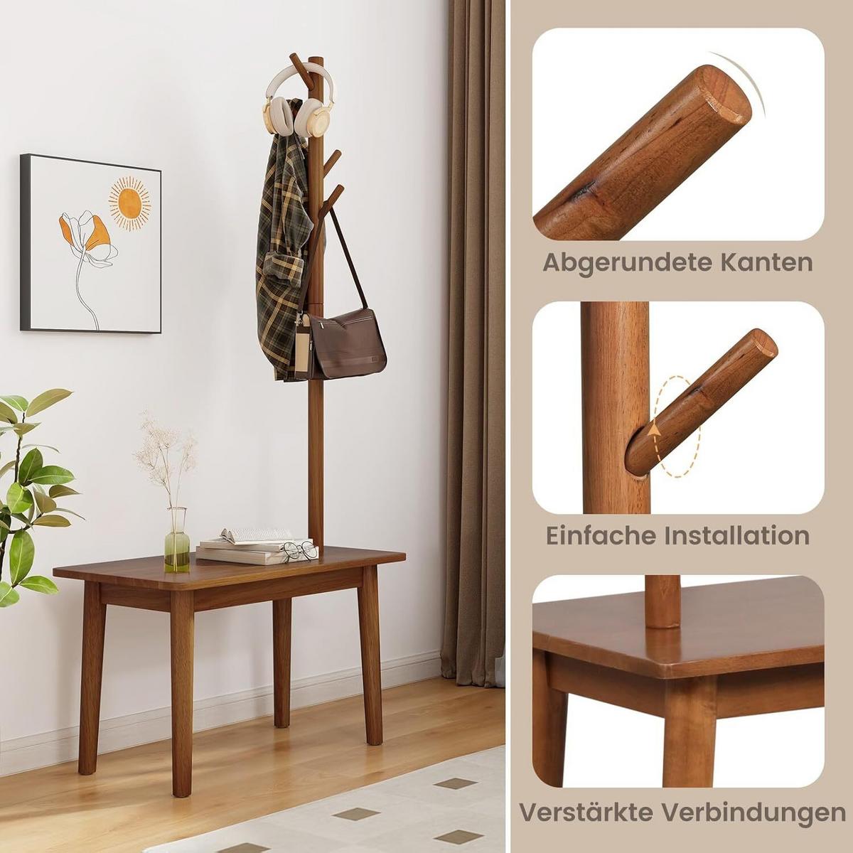 GARDEROBENSTÄNDER 168cm Braun - Braun, Holz (76/168/43cm) - COSTWAY
