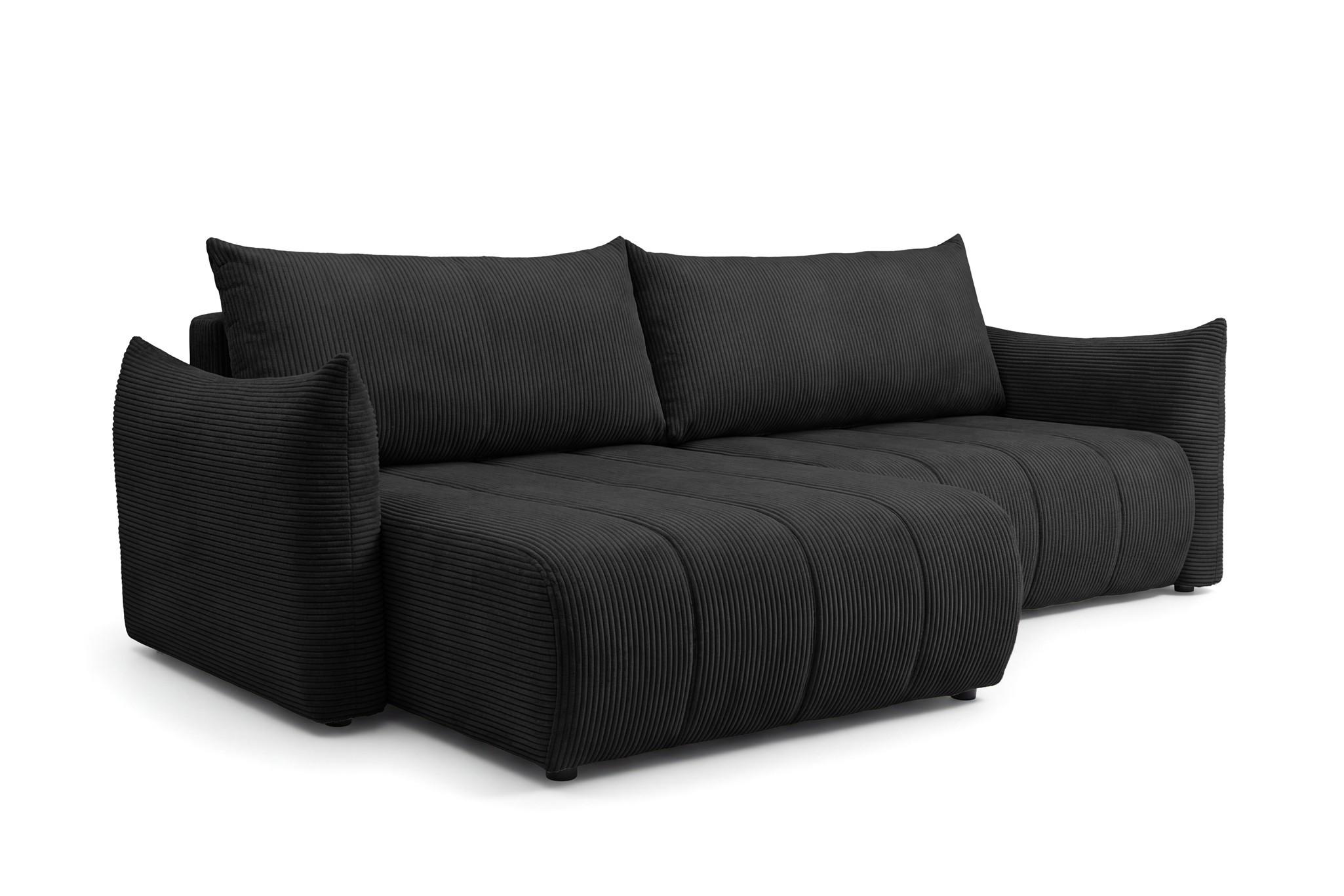 ECKSOFA Ontario Mit Schlaffunktion - Schwarz, Holzwerkstoff/Textil (154/260cm) - Fun Möbel