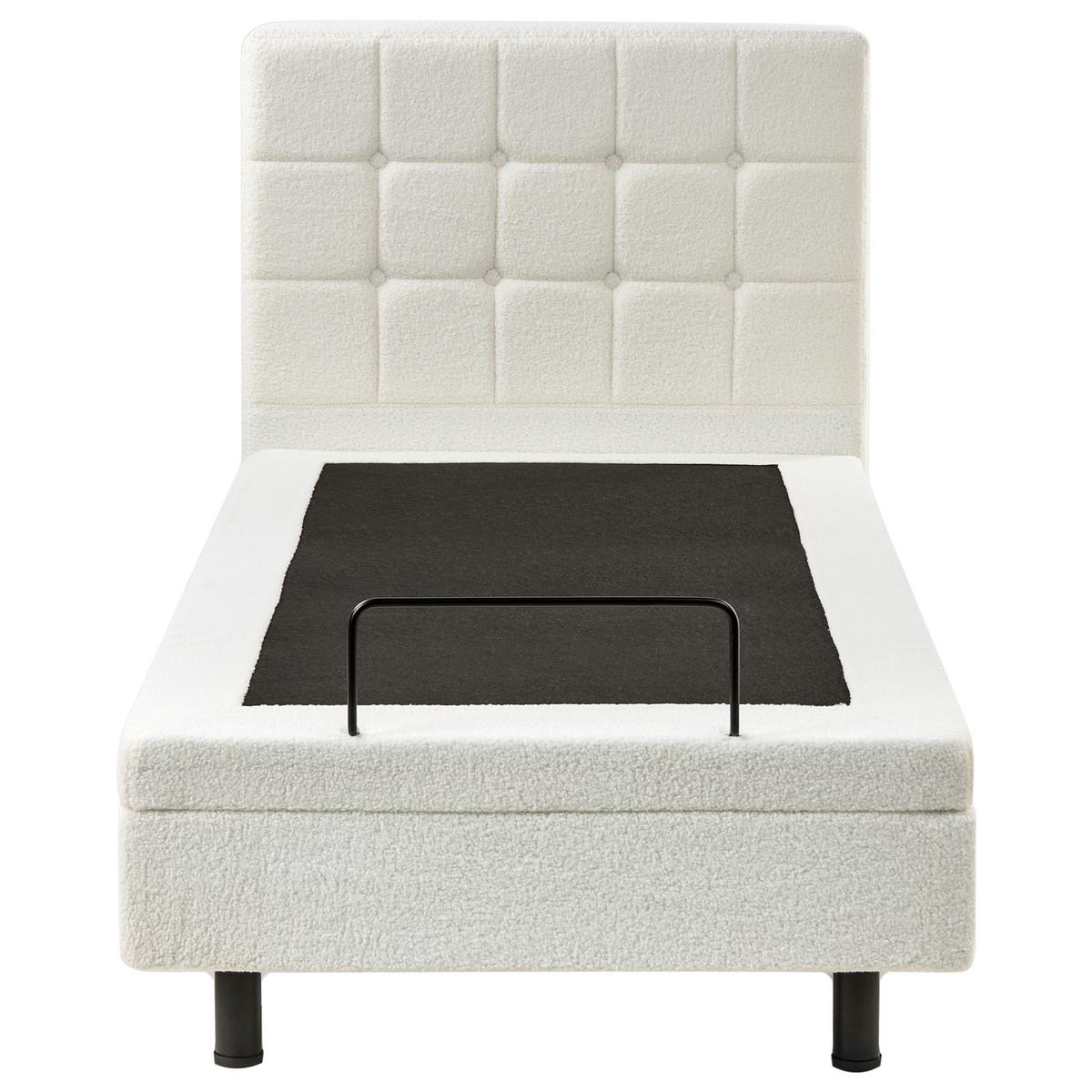 BETT verstellbar 90/200 cm Bouclé Cremeweiß Duke - Creme, Textil (90/200cm) - Beliani
