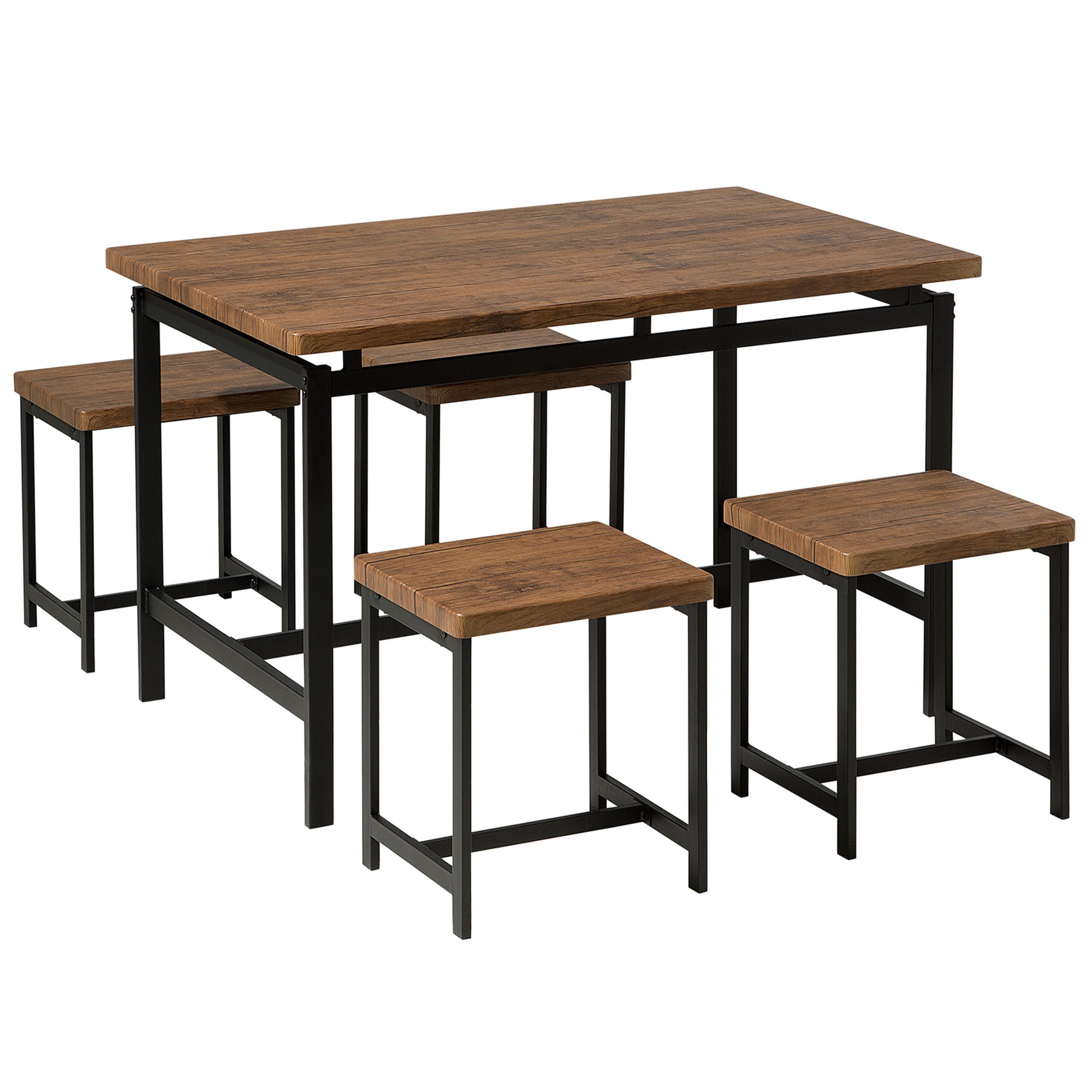 ESSGRUPPE Braun Stahl 4-Sitzer 120 cm Arlington - Schwarz, Holzwerkstoff (120/75/75cm) - Beliani