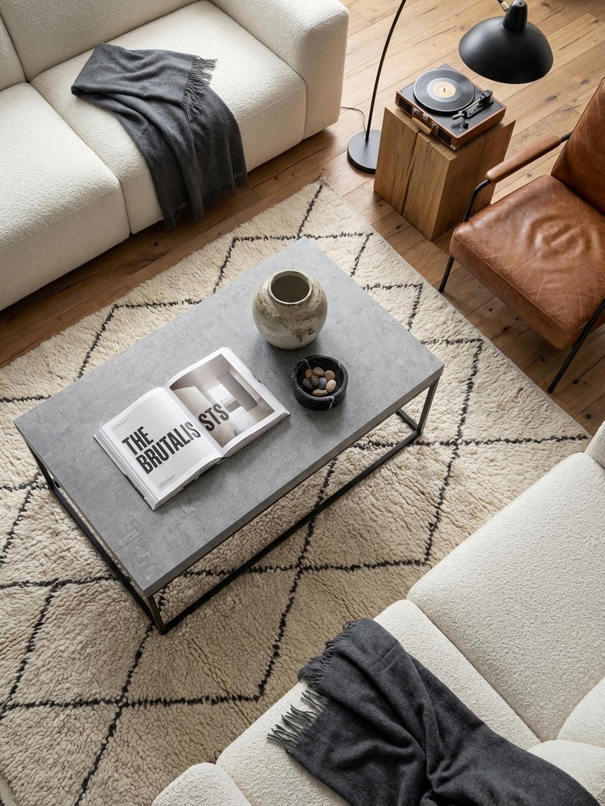 COUCHTISCH in Stein-Optik mit Metallbeinen, Modernes Design, Rechteckig, Groß, Grau 120x60x38 cm - Schwarz/Grau, Holzwerkstoff/Metall (60/120/38cm) - KADIMA DESIGN
