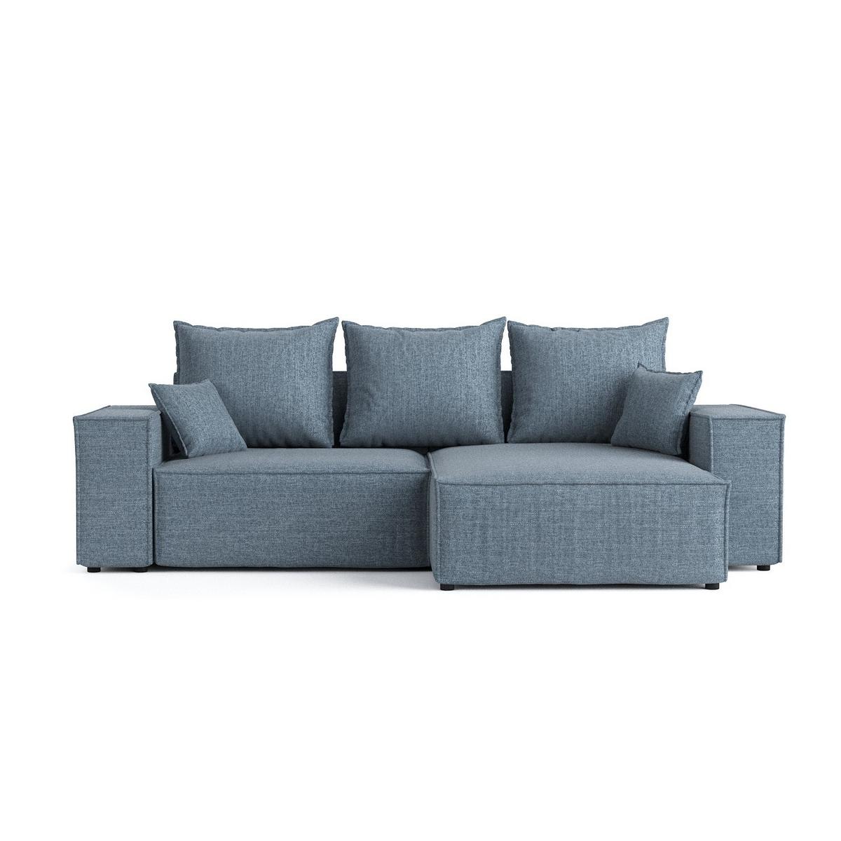 ECKSOFA SENSO mit Schlaffunktion Blaugrau im City Stoff - Blaugrau/Schwarz, Holz/Holzwerkstoff (255/148cm) - AltaBeds