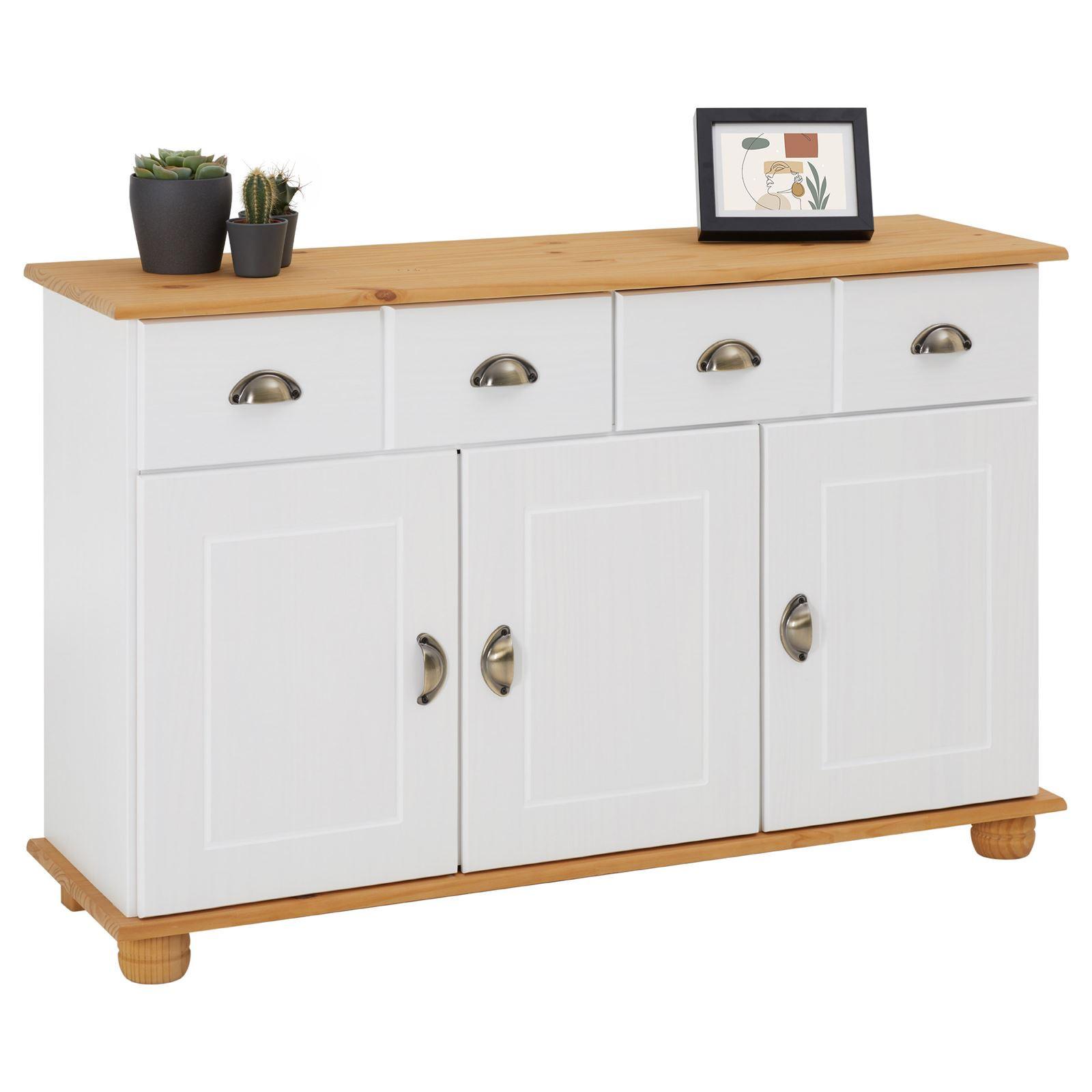 SIDEBOARD COLMAR weiß/braun - Weiß/Braun, Holz (116/74/35cm) - IDIMEX