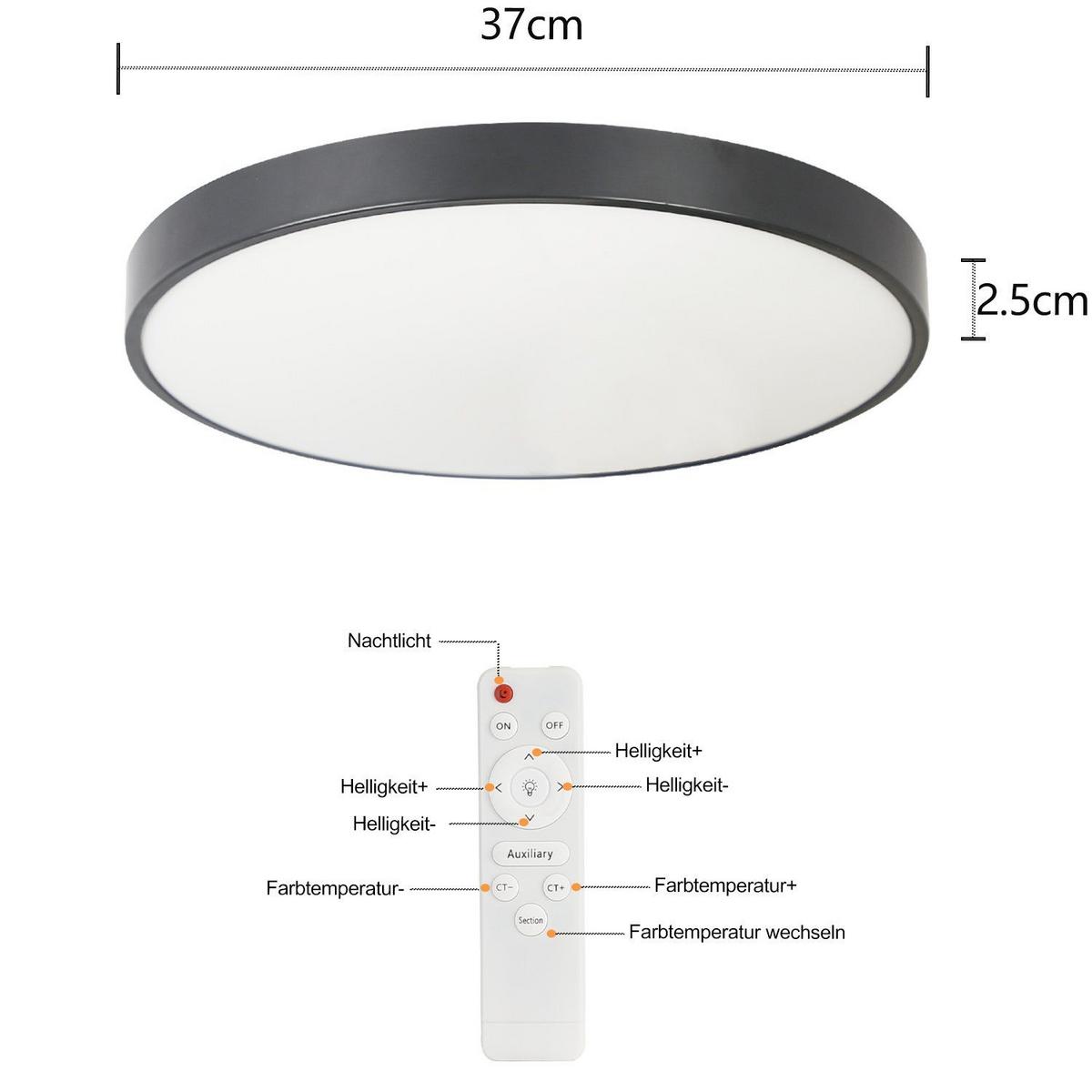 LED-DECKENLEUCHTE Silvia 37/37/3 cm - Schwarz, Kunststoff (37/37/3cm) - Nettlife