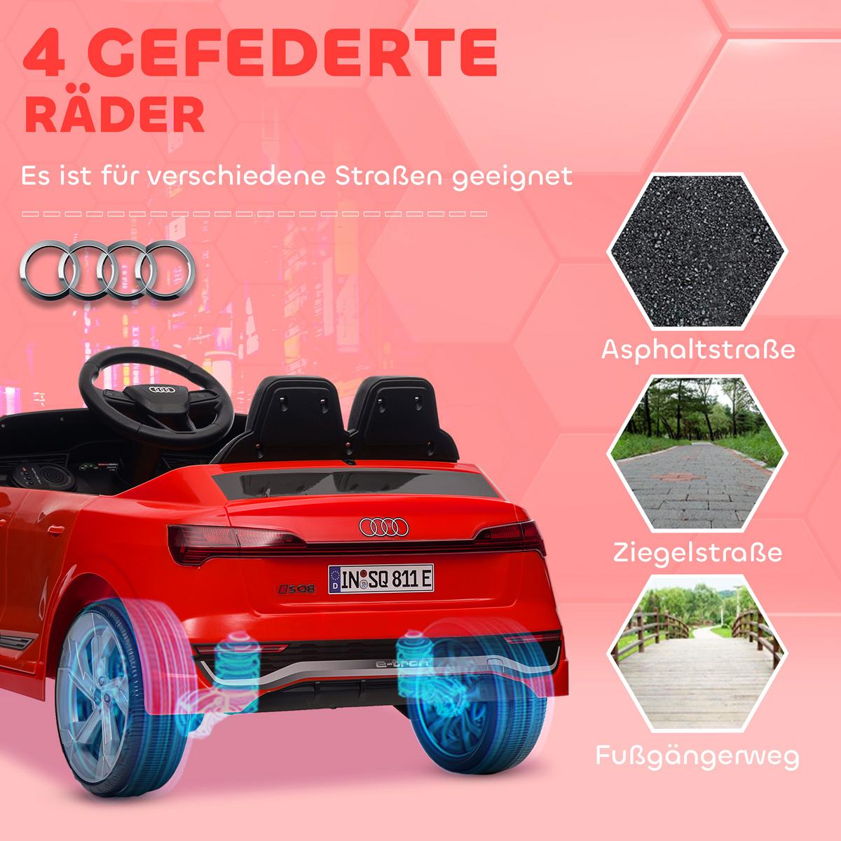KINDER-ELEKTROAUTO, mit Fernbedienung, MP3 Musik & Hupe - Rot, Kunststoff (98/49.5/43cm) - AIYAPLAY