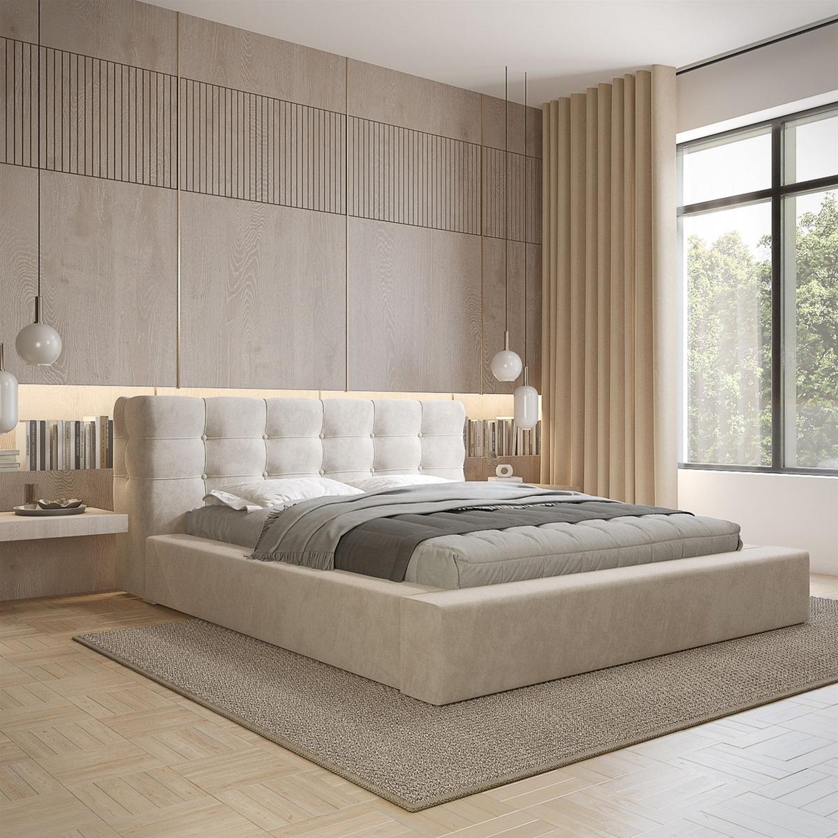 POLSTERBETT Antonio In Ditra - Beige, Holzwerkstoff/Textil (160/200cm) - Fun Möbel